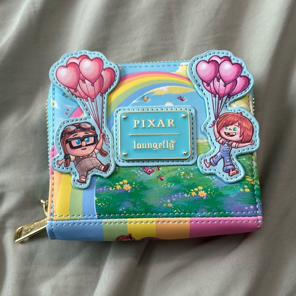 Loungefly Disney Pixar Up Carl & Ellie Rainbow Zip Wallet